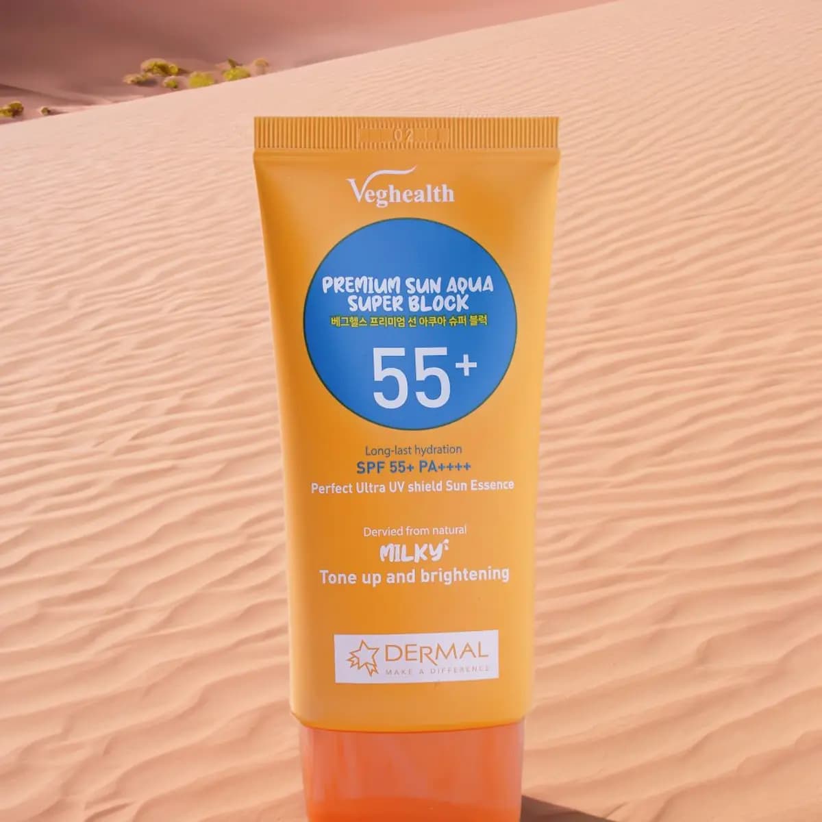 Kem Chống Nắng Veghealth PREMIUM SUN AQUA Super Block SPF55+ PA++++ Màu Vàng