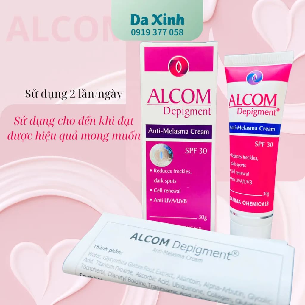Alcom Depigment 30g - Giảm thâm mụn nám da, đều màu da và trắng da