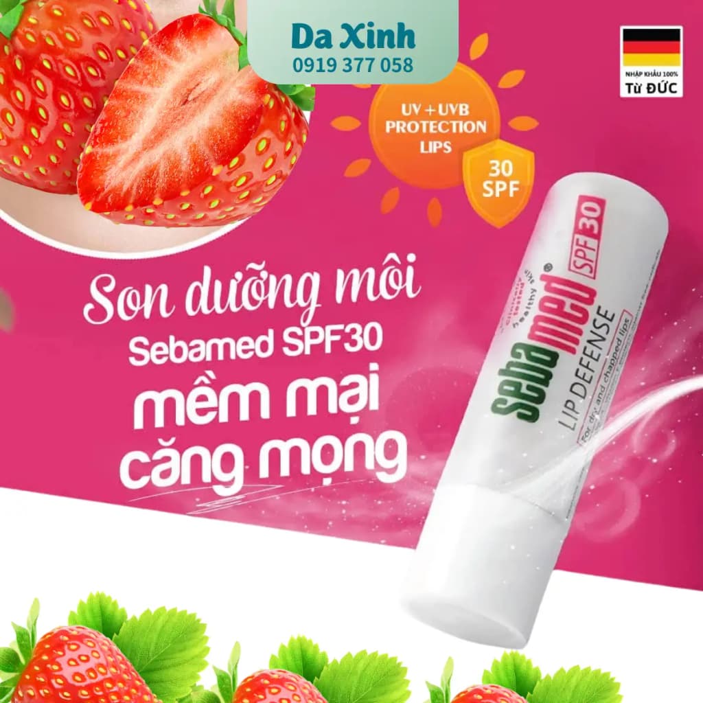 Son môi Sebamed Lip Defense Strawberry hương dâu