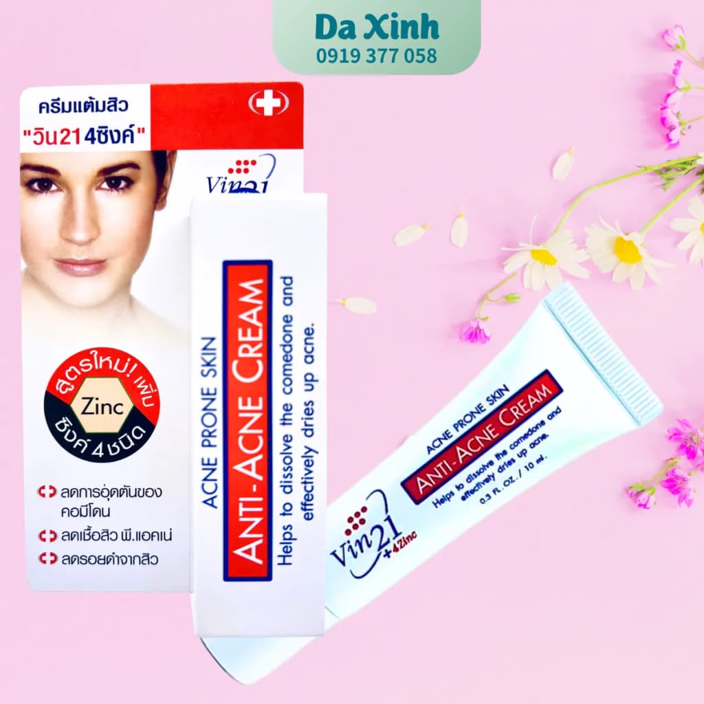 Kem Mụn Vin21 Anti-Acne Cream +4Zinc – Giải Pháp Chăm Sóc Da Mụn Cho Làn Da Sáng Mịn