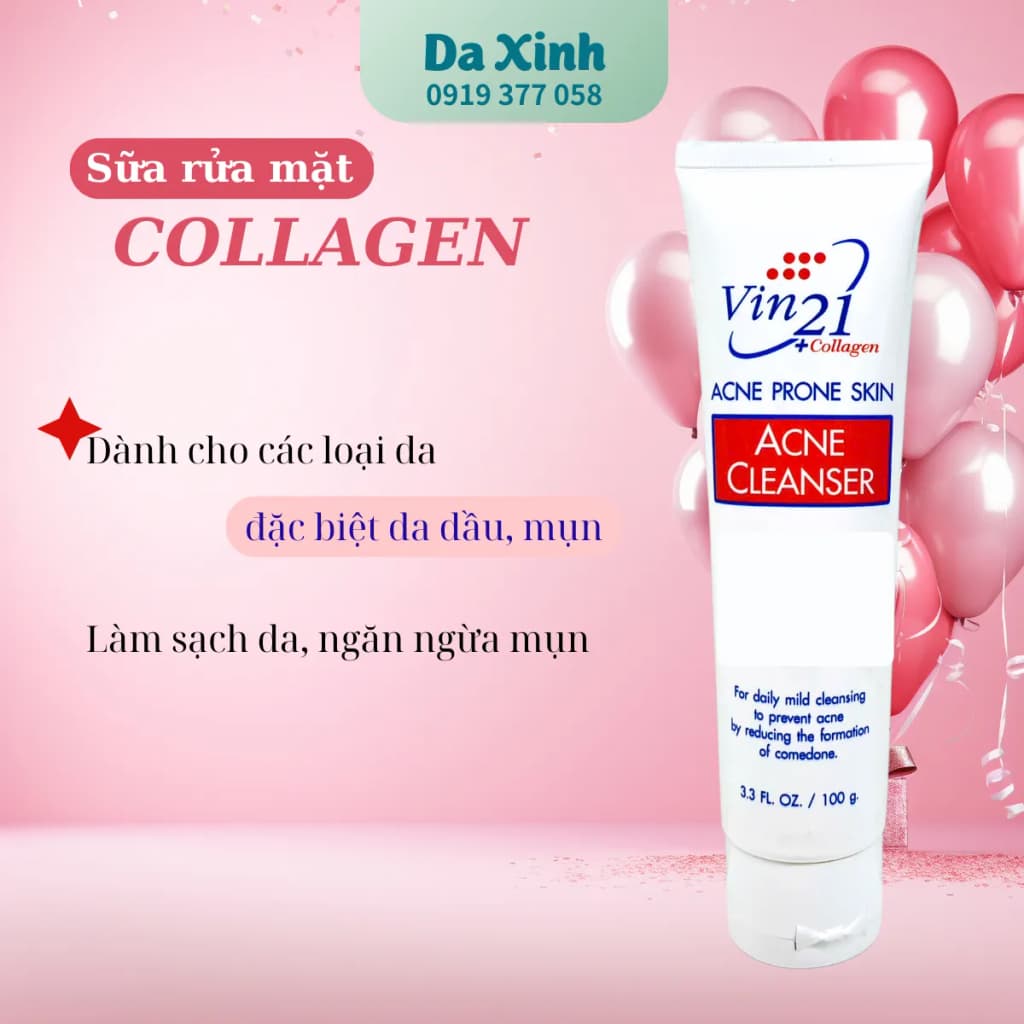Sữa rửa mặt Vin21 Acne Prone Skin Acne Cleanser 100g - Chăm sóc da mụn tối ưu